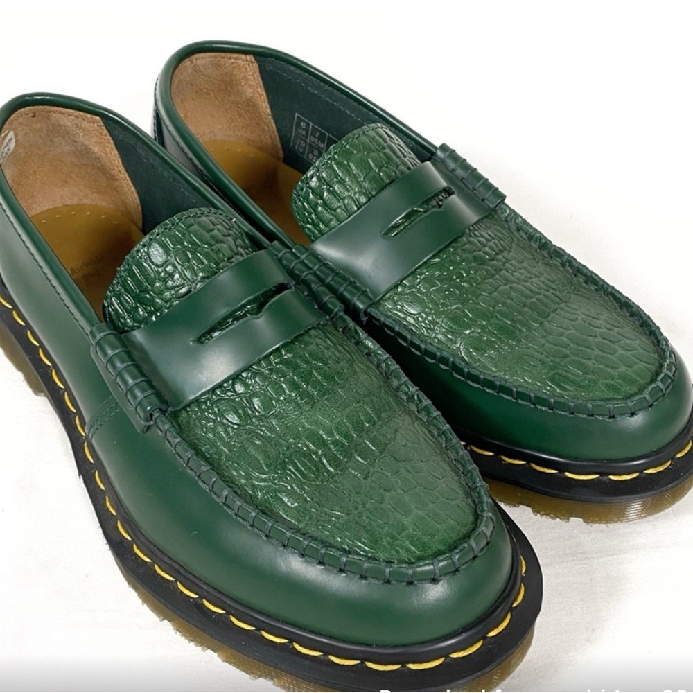 Green crocodile Doc Marten loafers